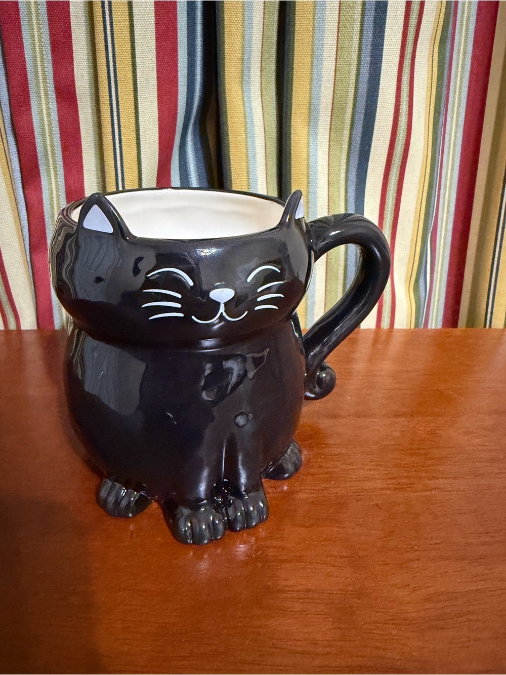 NATURAL LIFE Black Cat Ceramic Pet Bowl with Handle